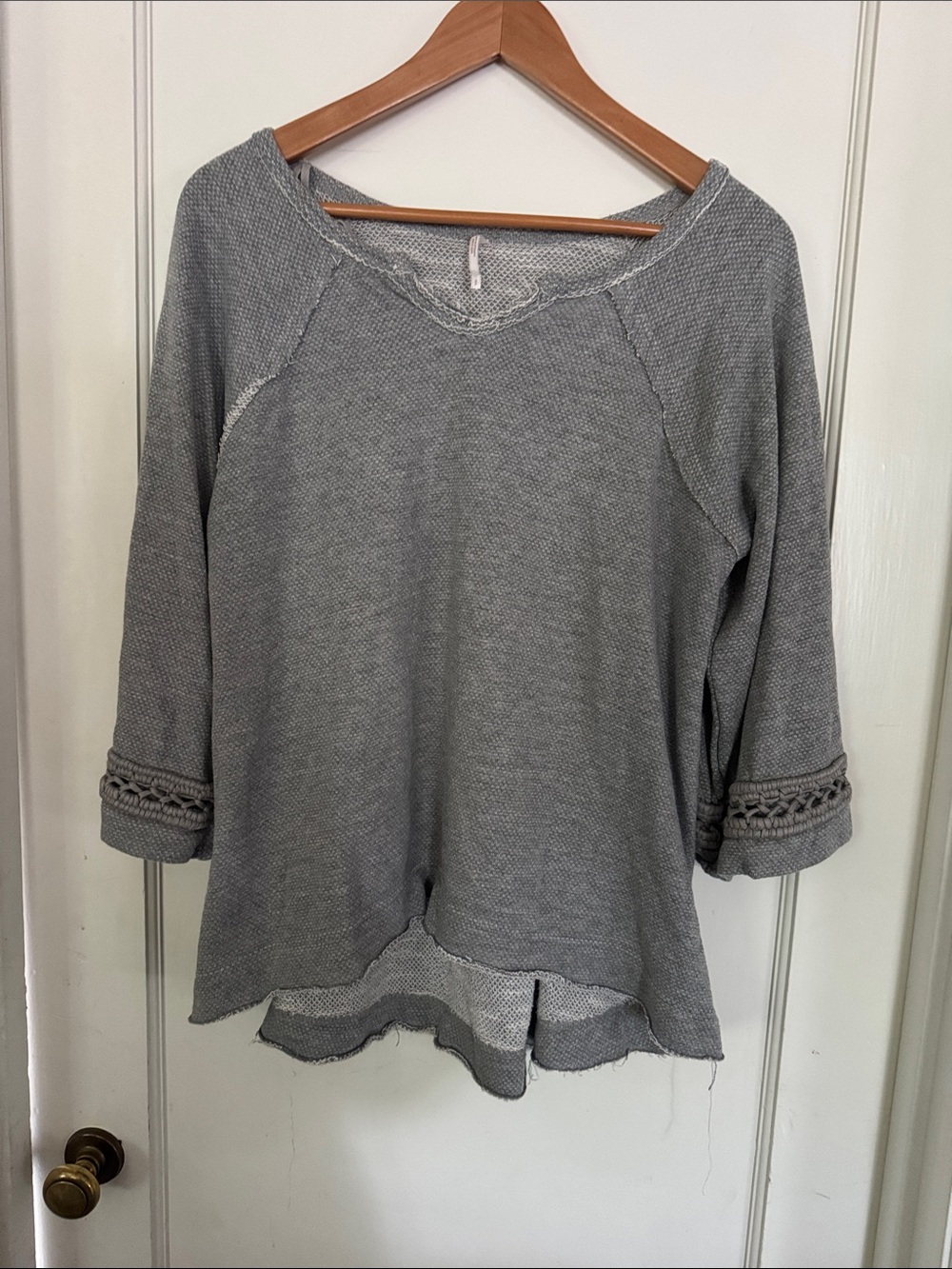 Women’s Relaxed Gray Waffle Knit Top